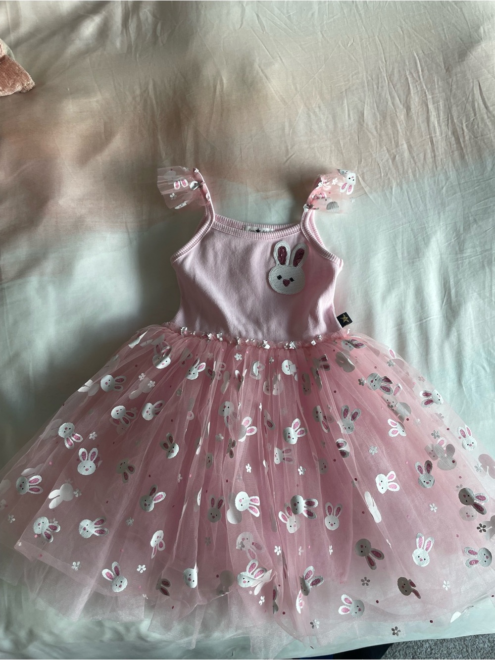 Pink Bunny Tulle Dress for Kids - Sleeveless Party Dress